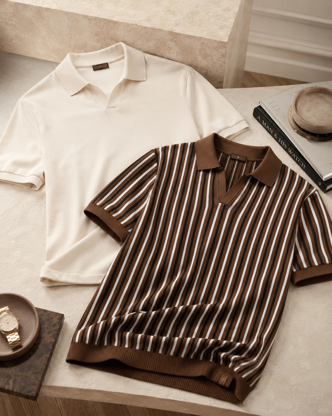 The Monaco & Striped Knit Polo Set