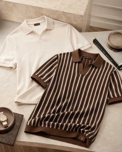 The Monaco & Striped Knit Polo Set