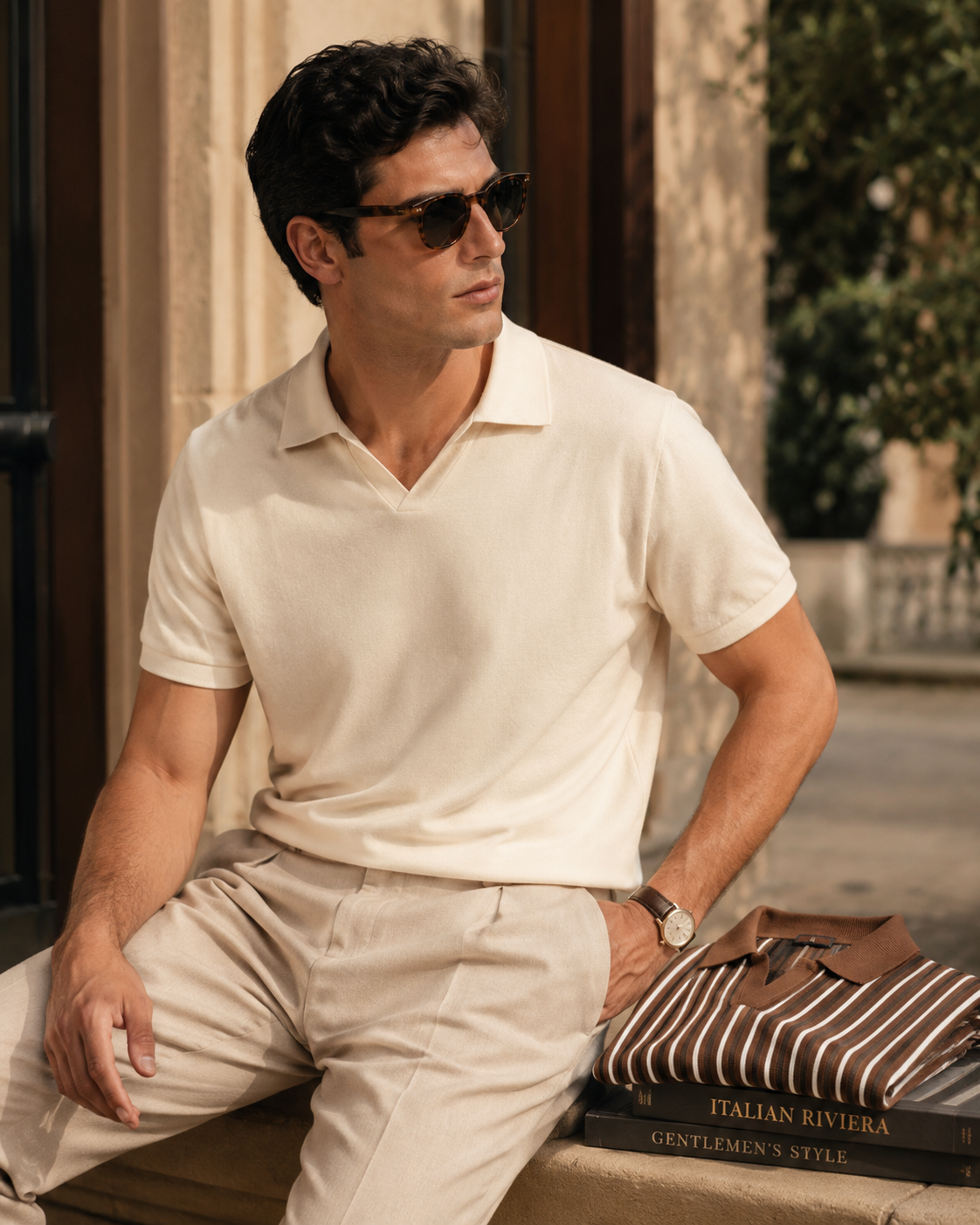 The Monaco & Striped Knit Polo Set