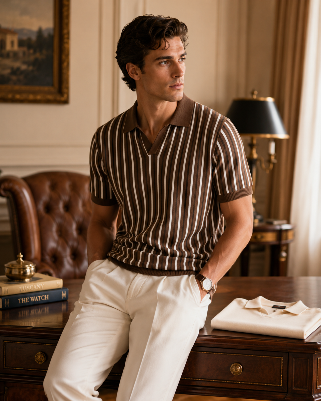 The Monaco & Striped Knit Polo Set