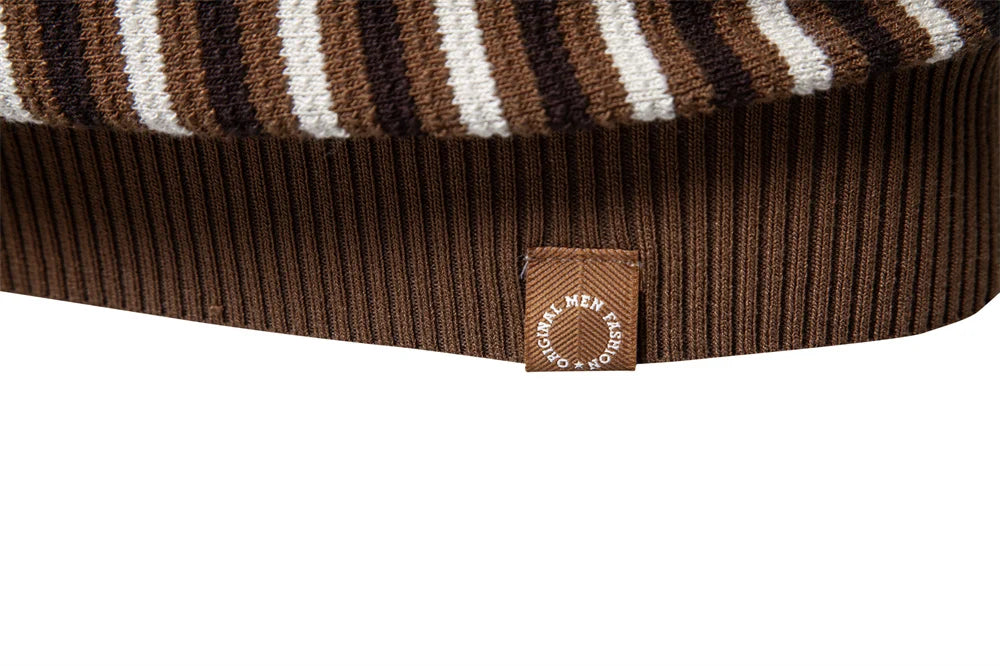 Striped Knit Polo Shirt
