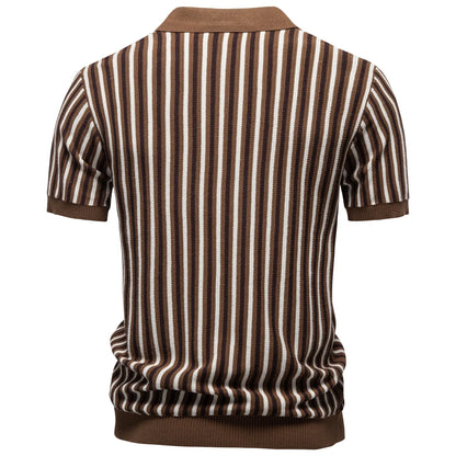 Striped Knit Polo Shirt