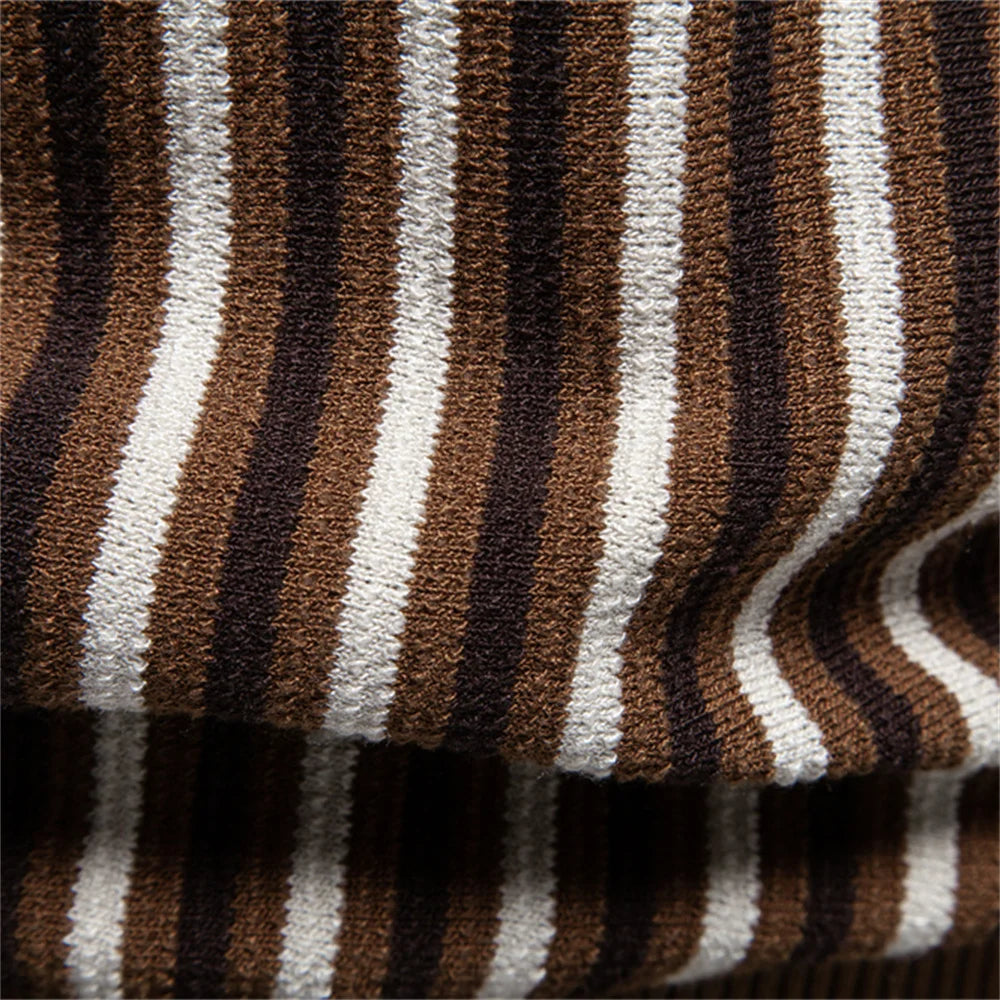 Striped Knit Polo Shirt