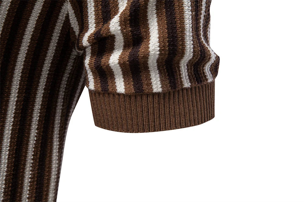 Striped Knit Polo Shirt