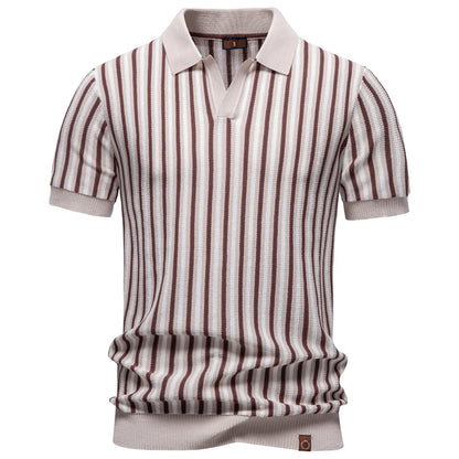 Striped Knit Polo Shirt