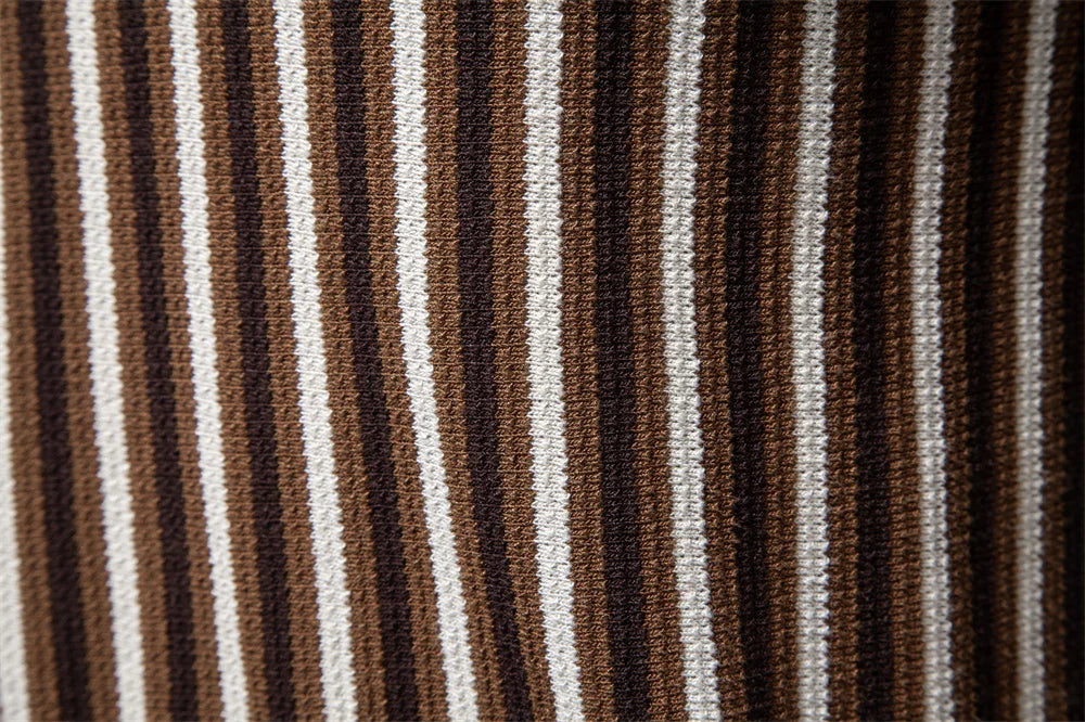 Striped Knit Polo Shirt
