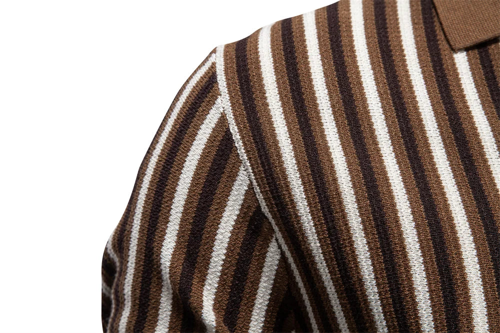 Striped Knit Polo Shirt