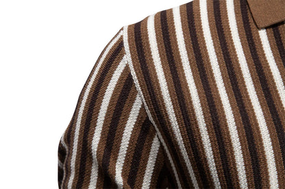 Striped Knit Polo Shirt
