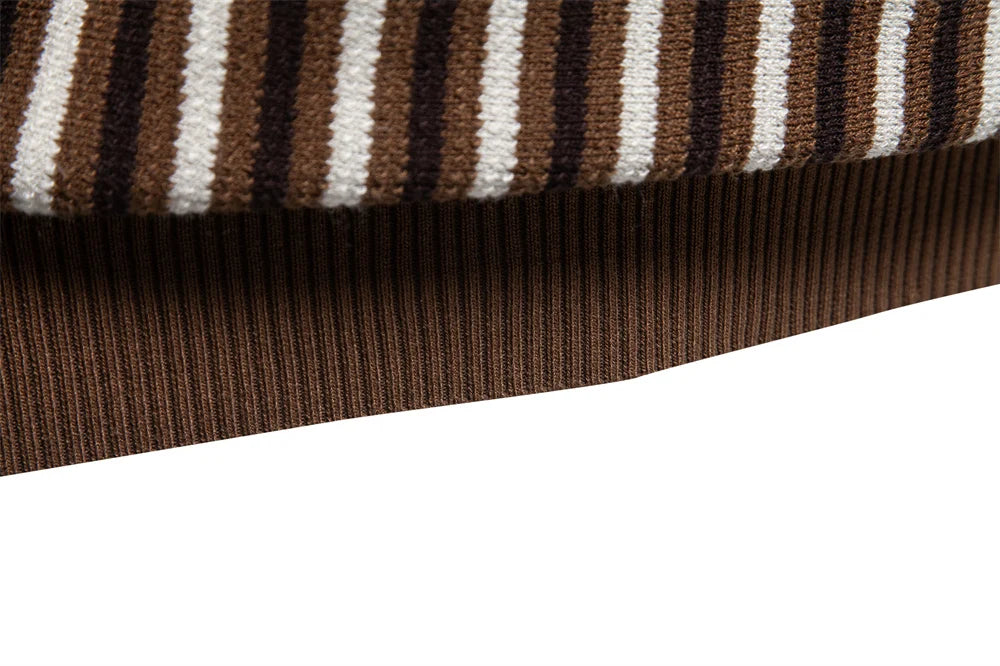 Striped Knit Polo Shirt