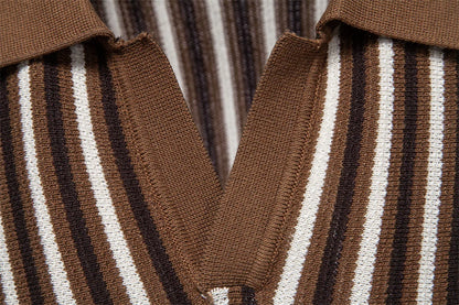 Striped Knit Polo Shirt